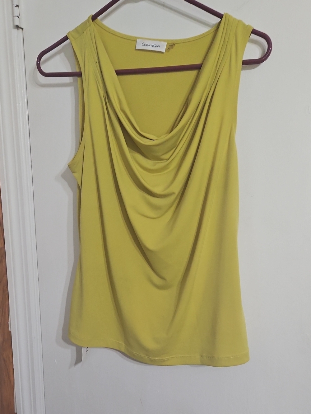 Calvin Klein Yellow Draped Sleeveless Top